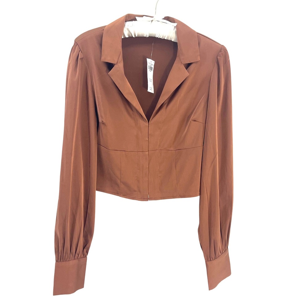 Abercrombie & Fitch Rust Brown Collared Long Sleeve Blouse